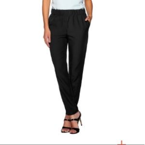 NWT Halston Satin pullover elastic waist Trousers Skinny Casual slim evening